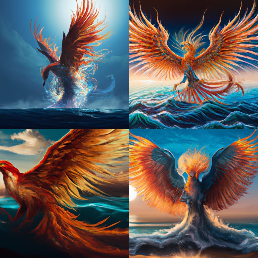 Fantastical Phoenix Rising from the Sea