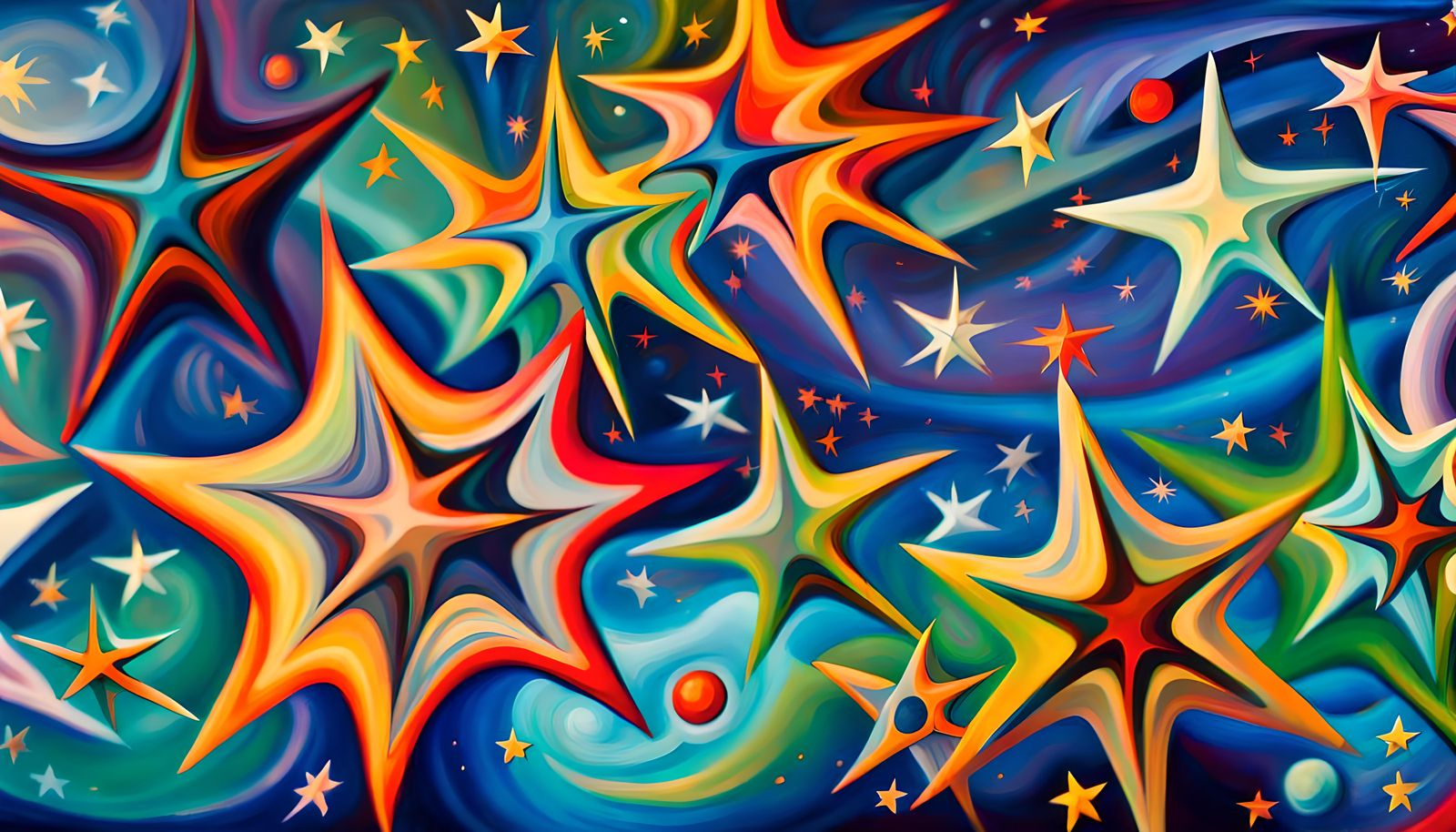 Iridescent Star Cluster in Abstract Expressionism