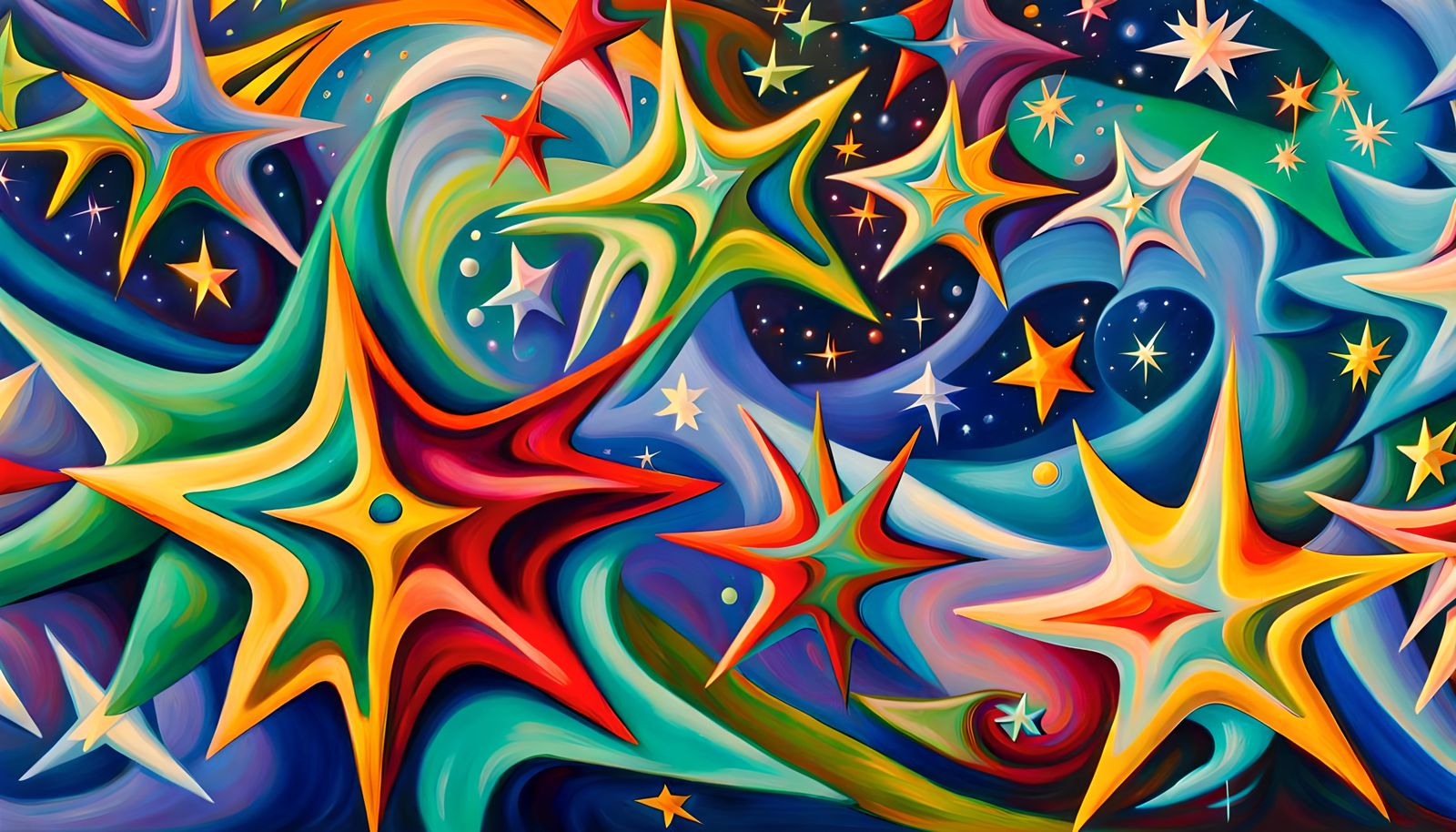 Iridescent Stars in Cosmic Energy Whirlpools: Abstract Expre...