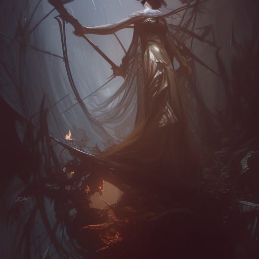 Detailed Dark Fantasy Witch Concept Art
