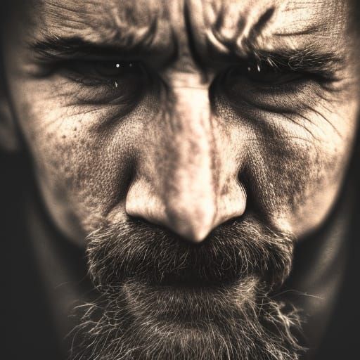 Intense Portrait of Man with Sideburns