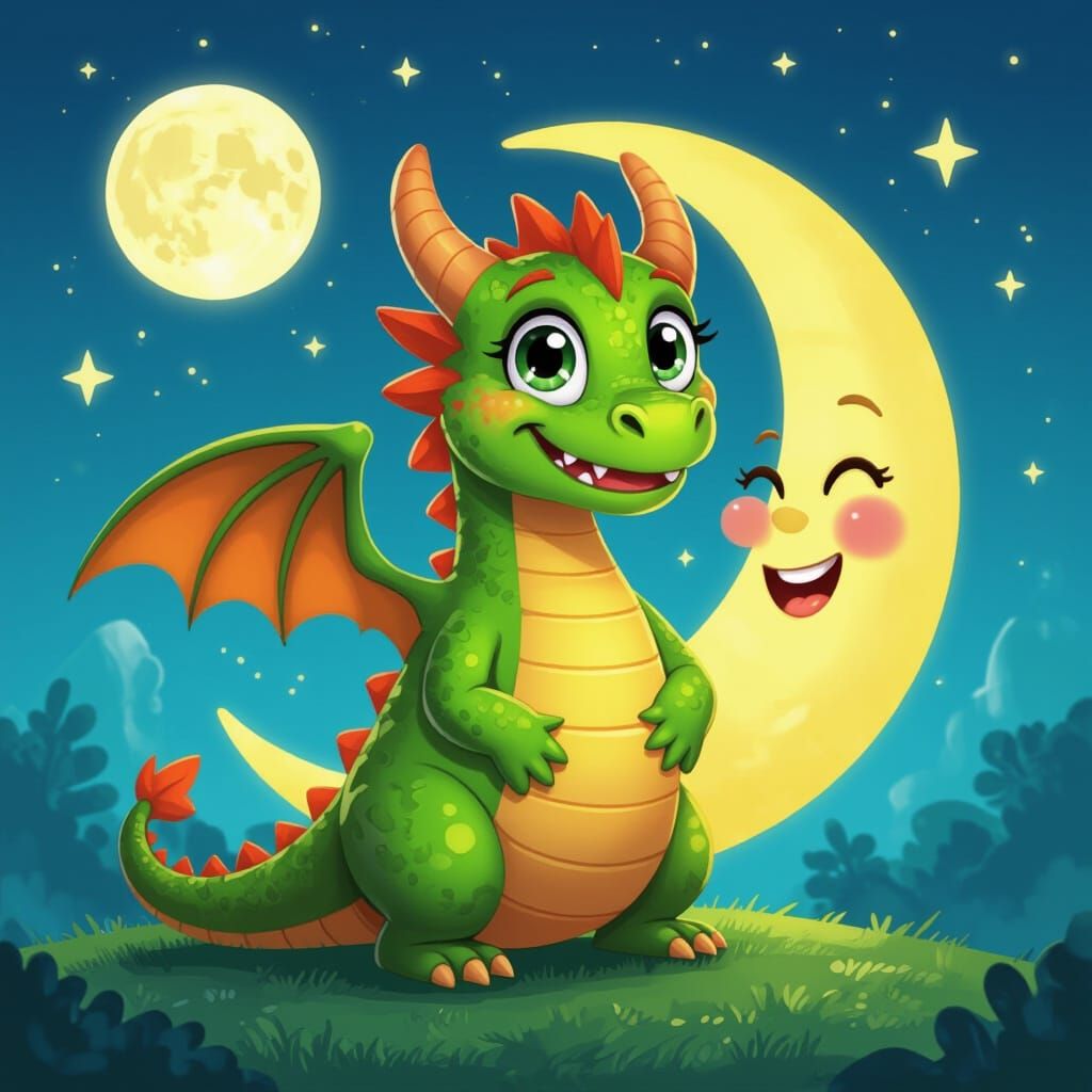 Dragon Selfie Under the Moon