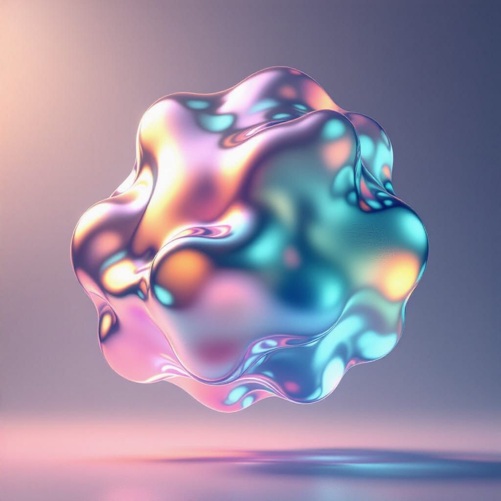 Translucent Amorphous Blob with Iridescent Highlights