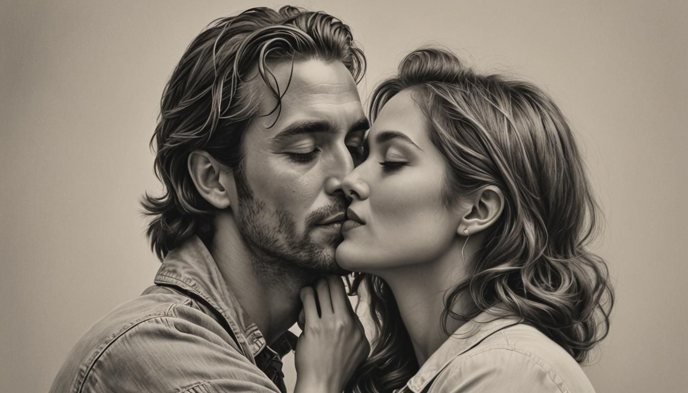 Romantic Kiss: Hyperrealistic Detailed Masterpiece