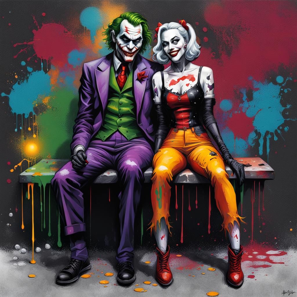 Joker and Harley Quinn Graffiti Art