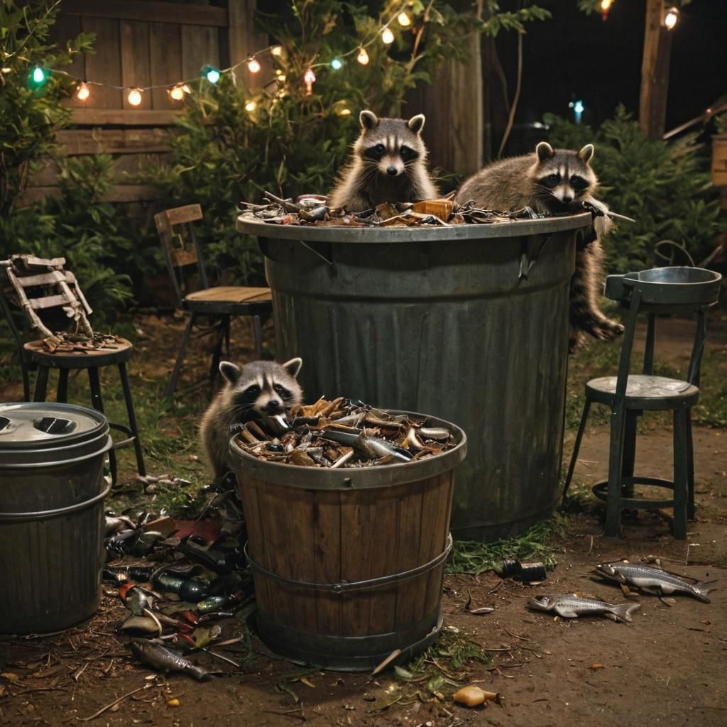 Trashpunk Raccoon Pub in a Dumpster