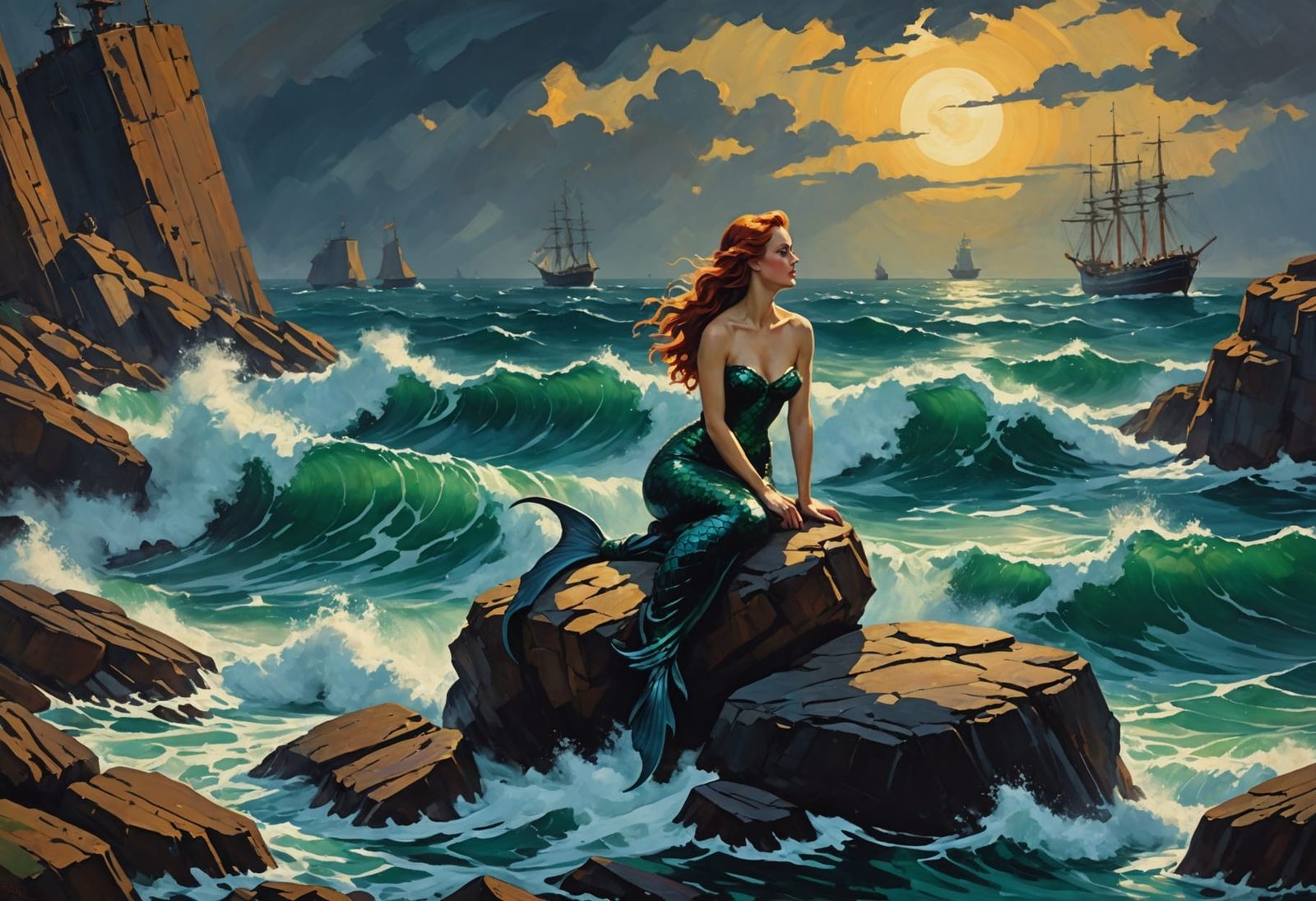 Mermaid's Song: An Ashcan School Oil Painting