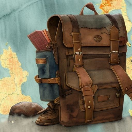 Watercolor Backpack Ready for Adventure