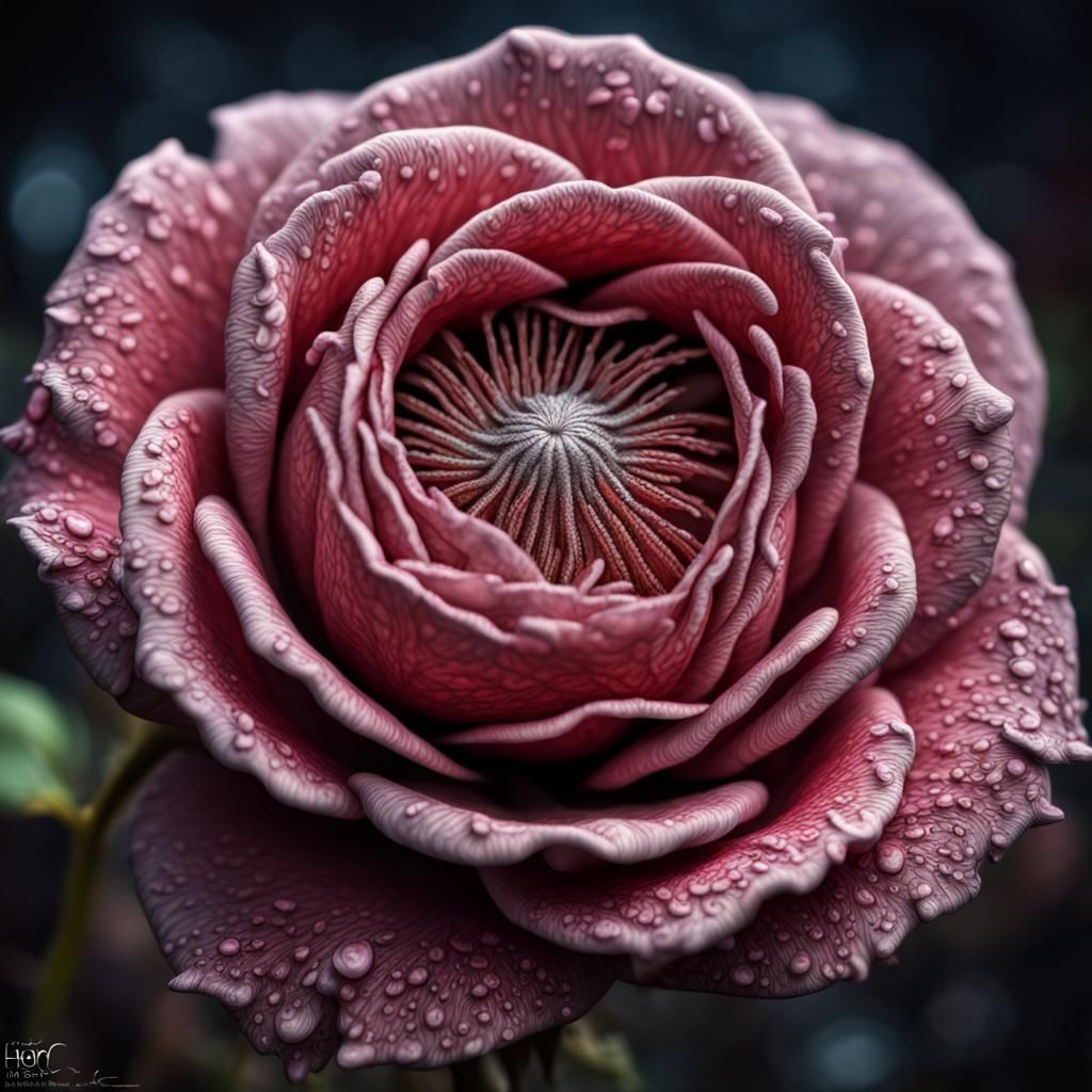 Hyperrealistic Spore Rose with Intricate Details