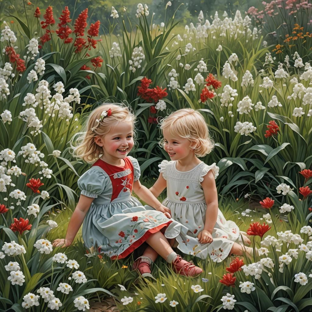 Girl with Lilies of the Valley: A Pastel Drawing