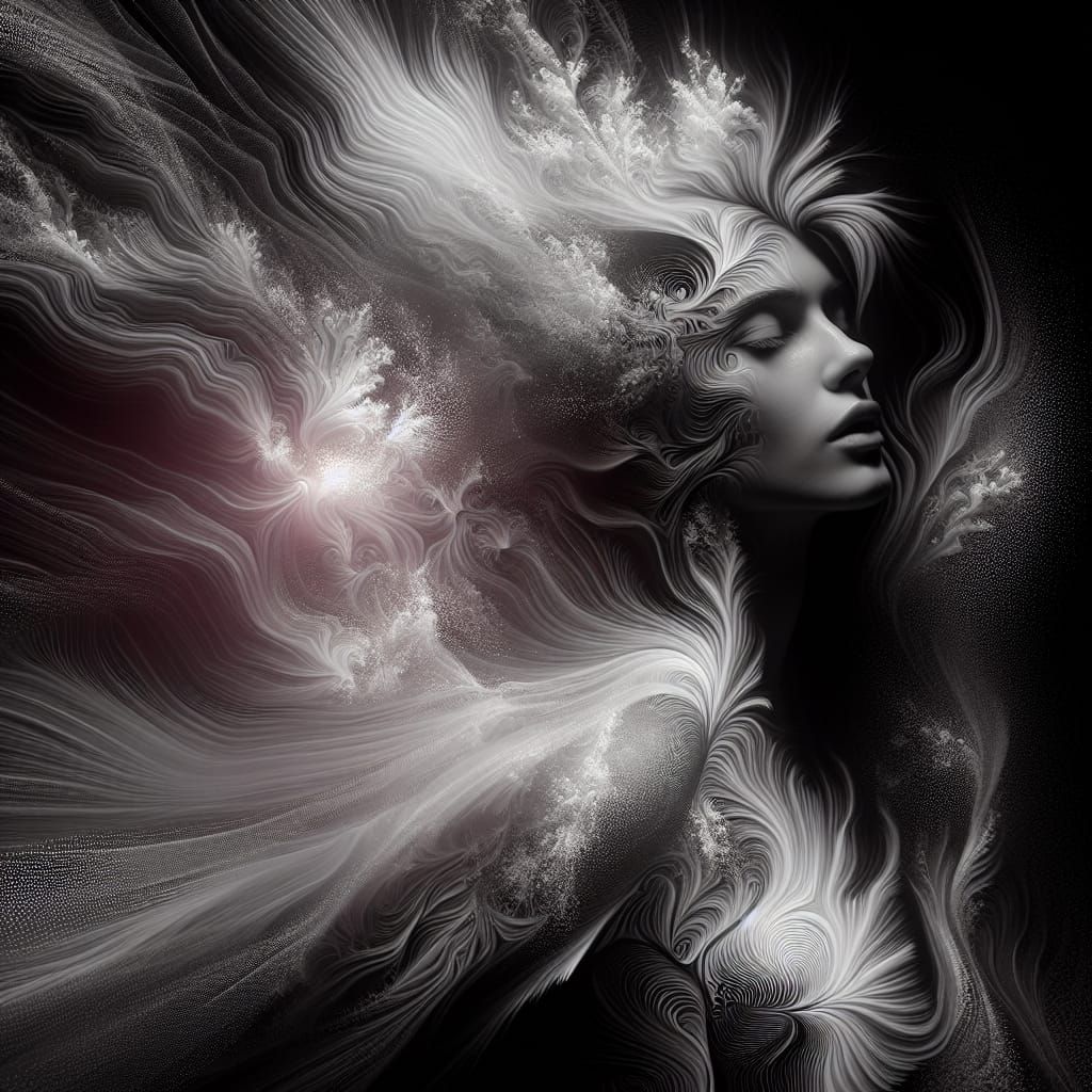 Monochrome Goddess Blending into Eternity