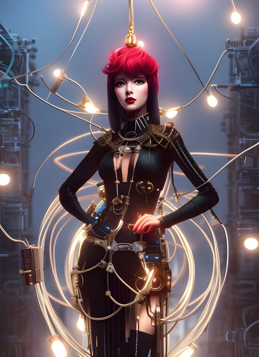 Nordic Cyberpunk Woman in a Detailed Digital Artwork