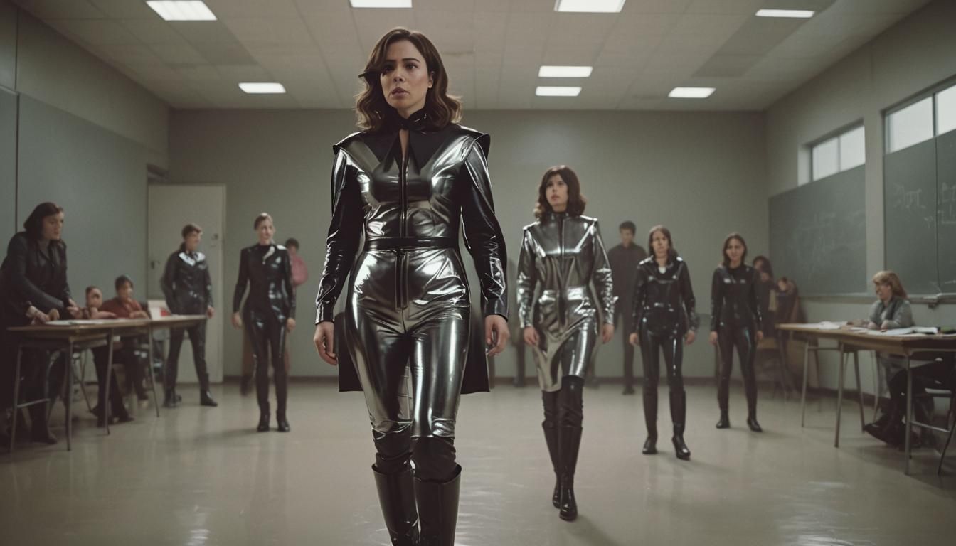 Dominant Teacher in Latex, Cinematic Film Still