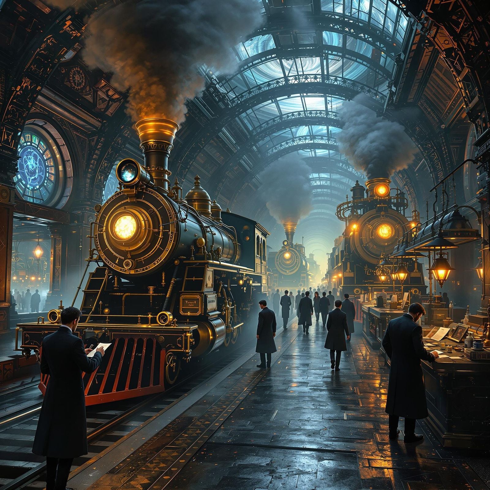 Victorian Era Station: Majestic Trains in a Grand Terminal