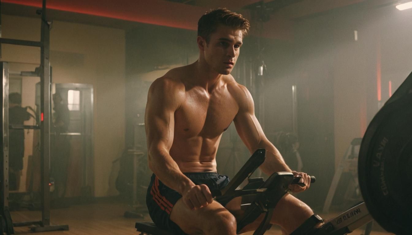 Man Exercising at Gym in Cinematic Style