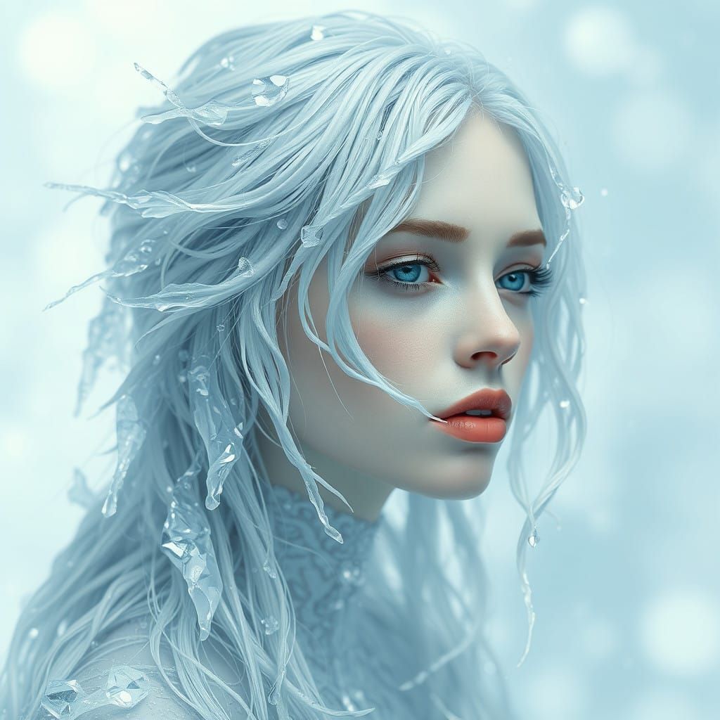 Futuristic Ice Maiden in Soft Hues