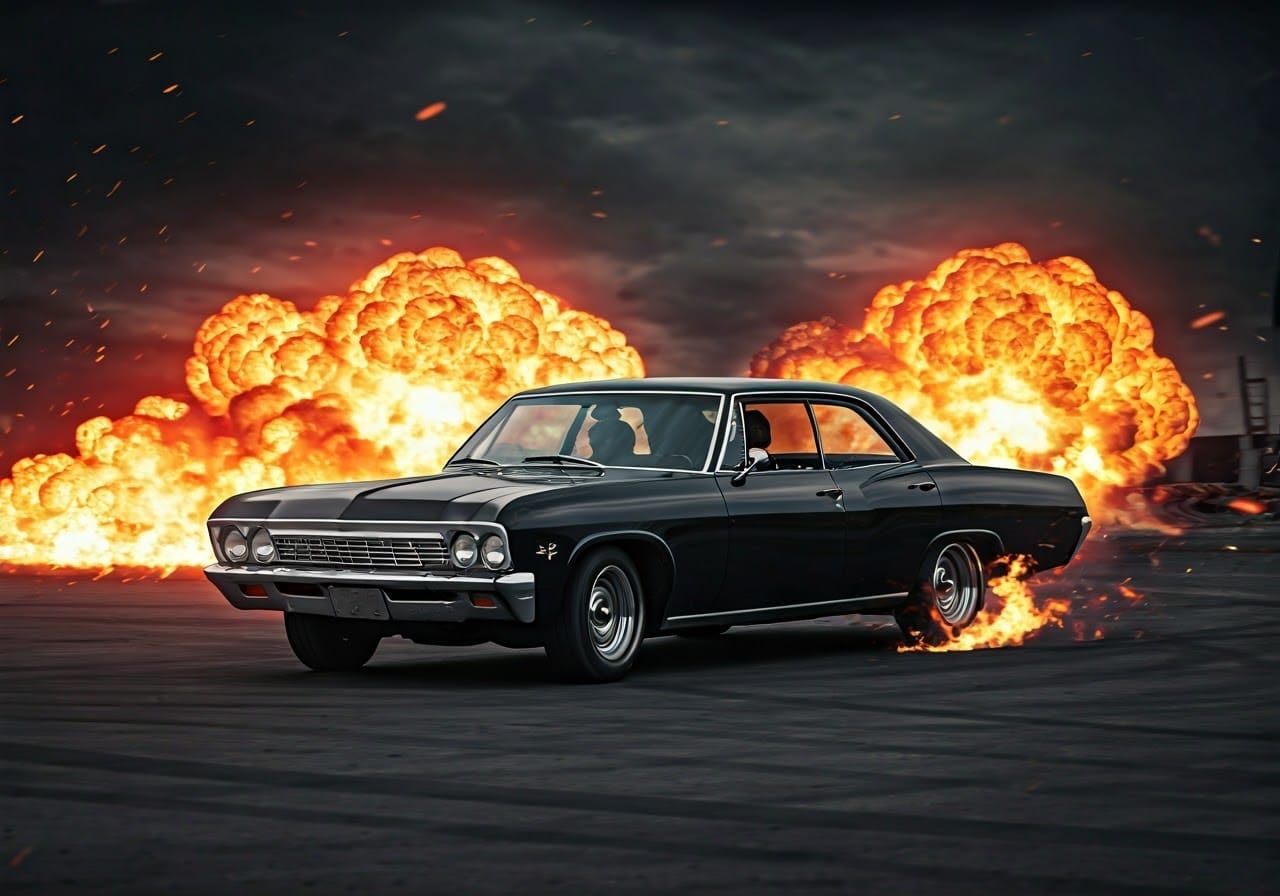Stylish 1967 Impala Speeds Through Hellish Landscape