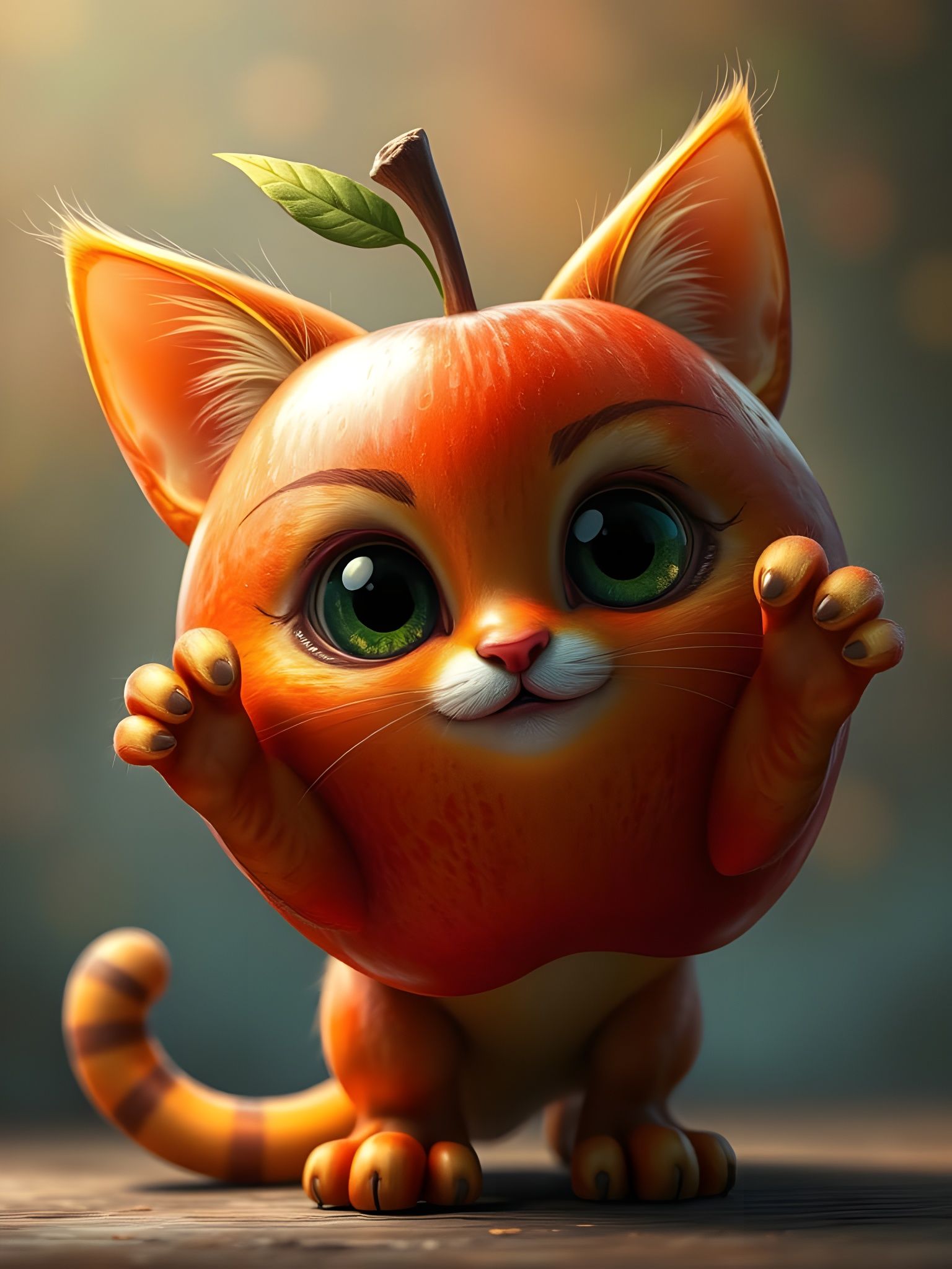 Apple Cat Hybrid Creature Concept Art