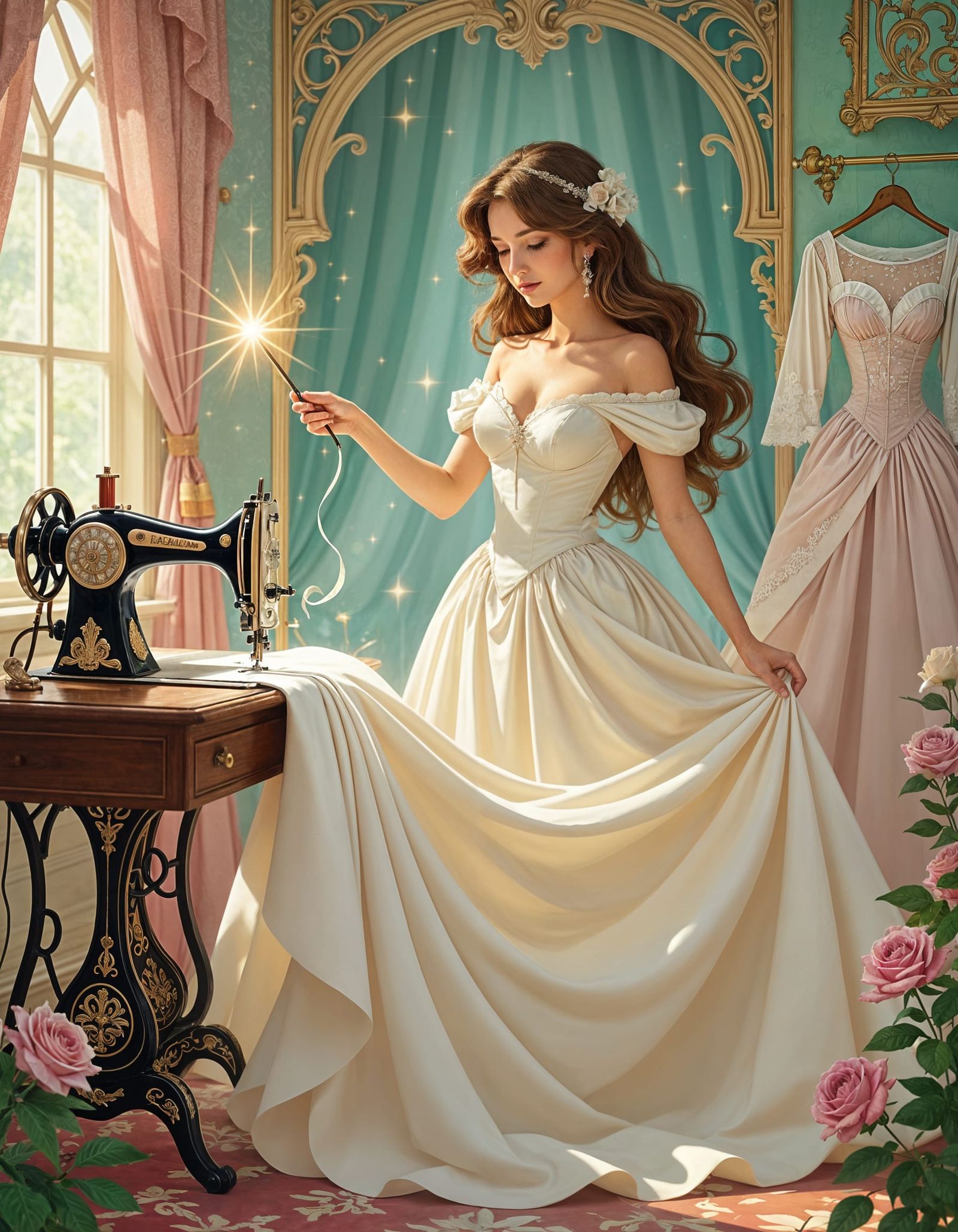 Enchanted Designer Weaving Starlight into Silk