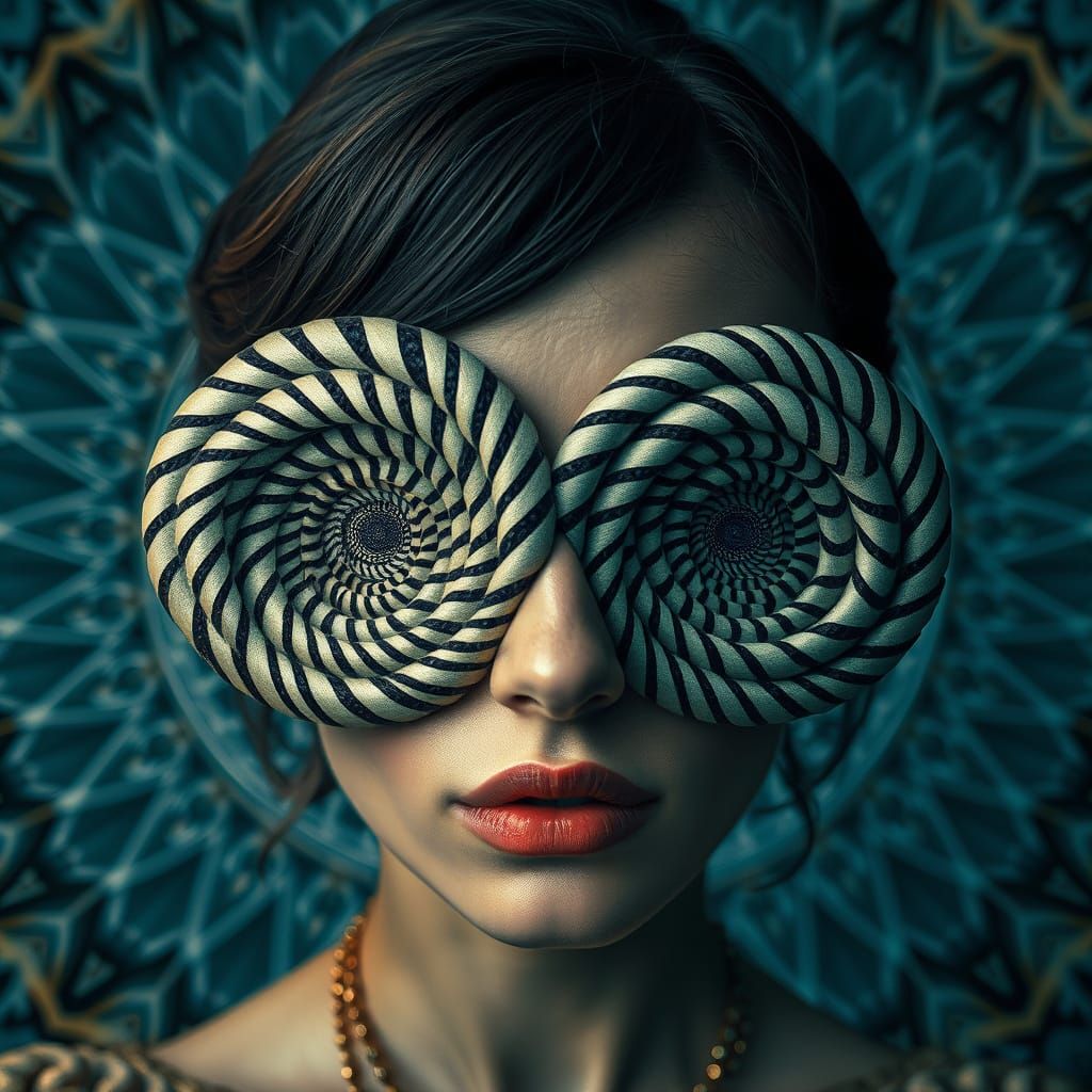 Surreal Art Nouveau Lady with Hypnotic Spirals