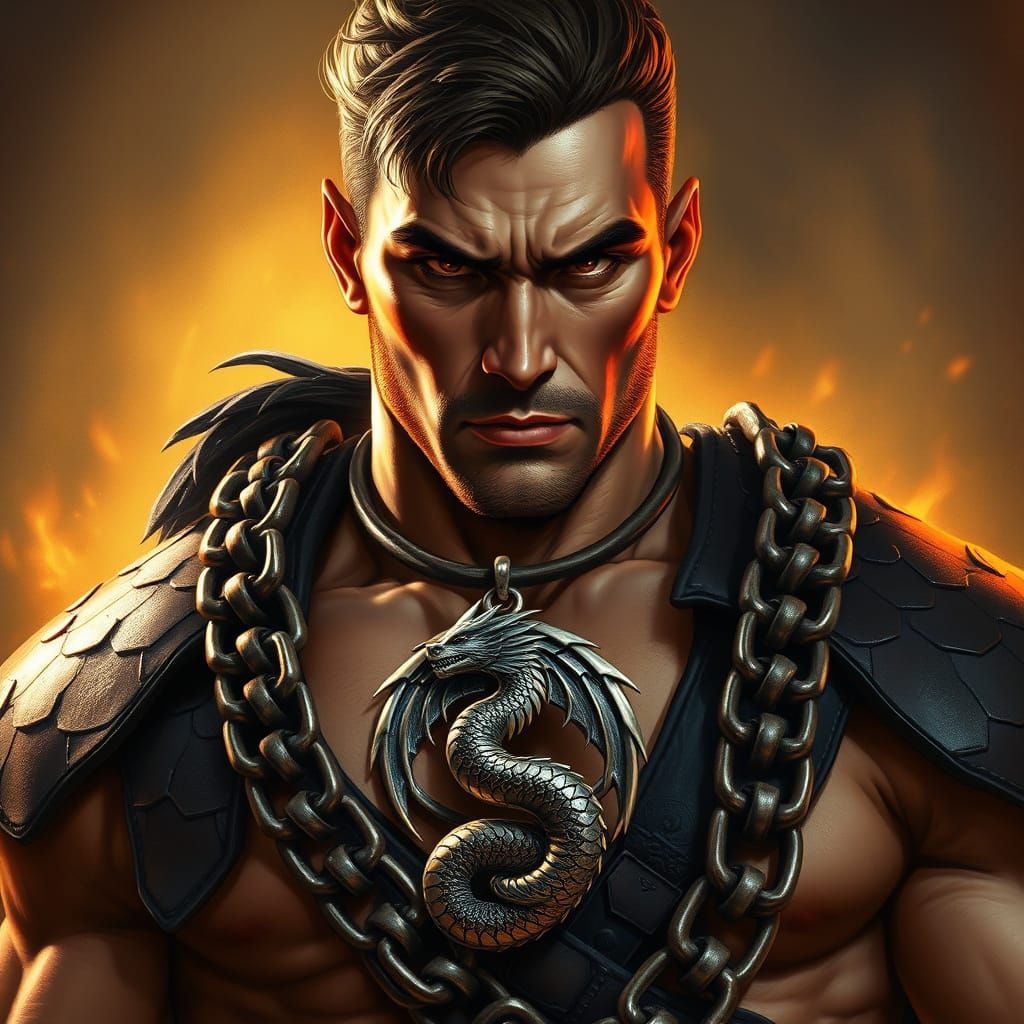 Rugged Warrior in Dragon Armor