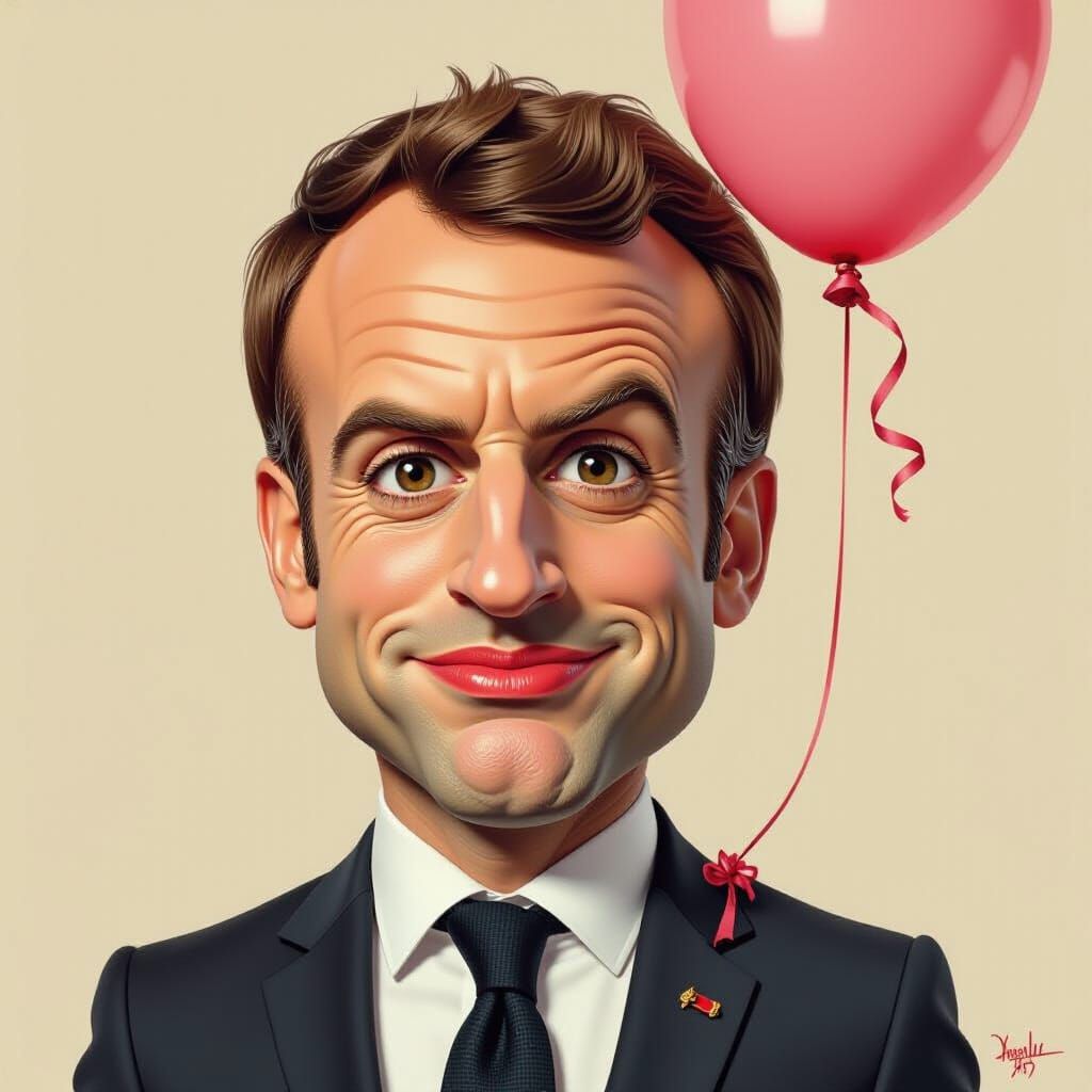 Caricature of French President as Balloon