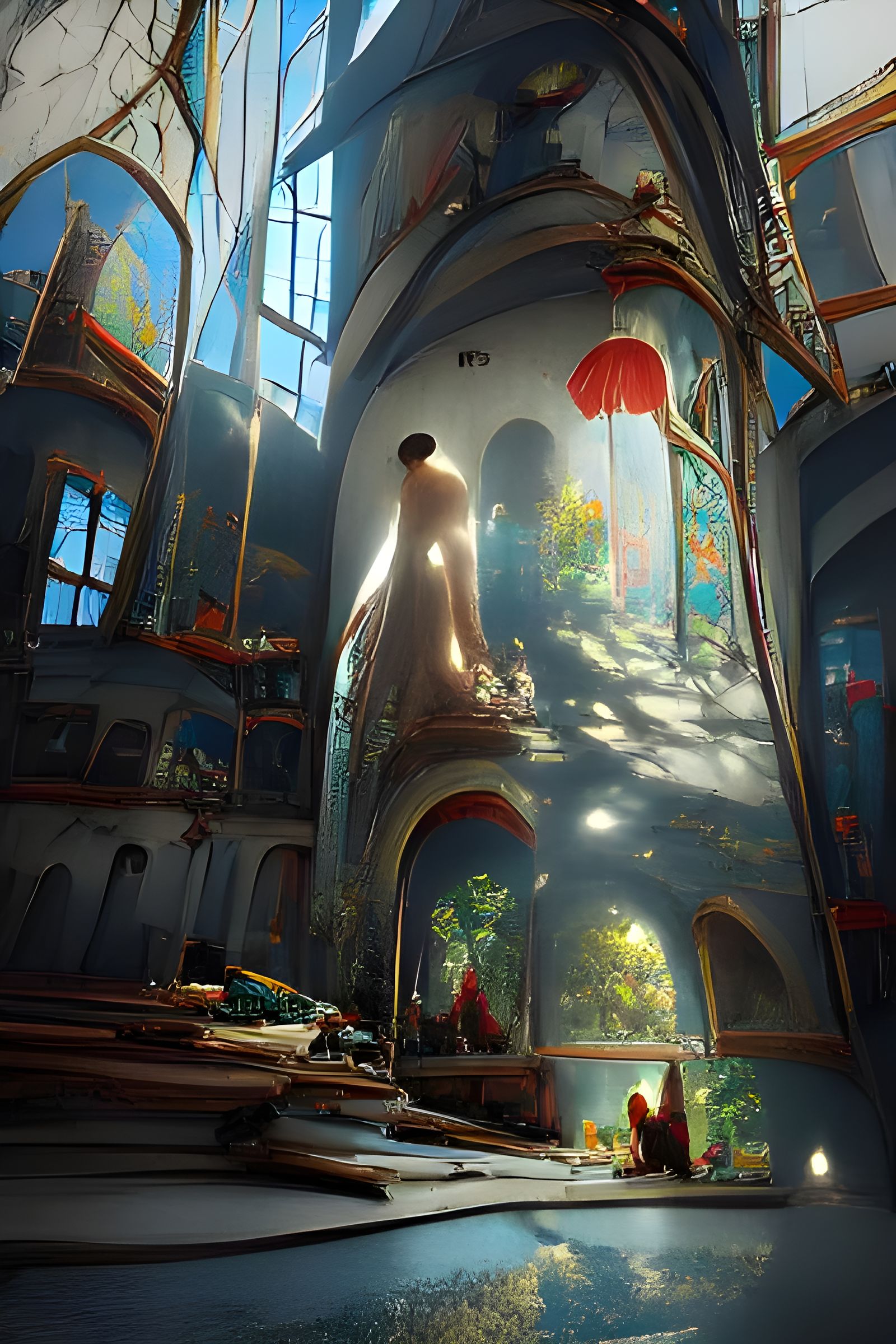 Ethereal Cathedral with Stained Glass Lighting