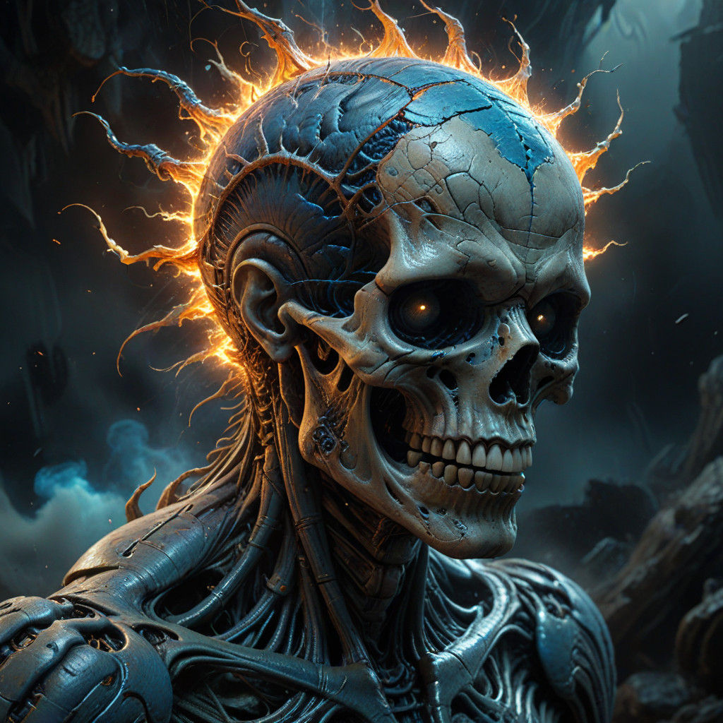 Hyper-Realistic Explosion Scars the Shaved Skull