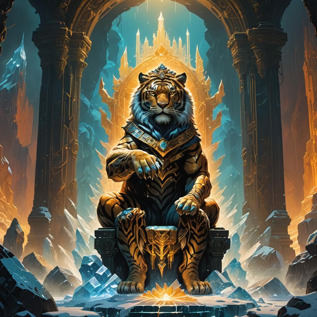 Lord Tiger on Crystal Throne: Fantasy Art