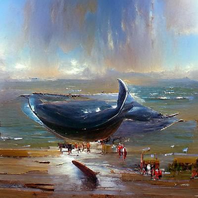 Whale Breaching: Oil Painting in Gurney Style