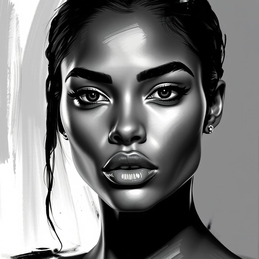 Modern Supermodel Portrait in Black and White