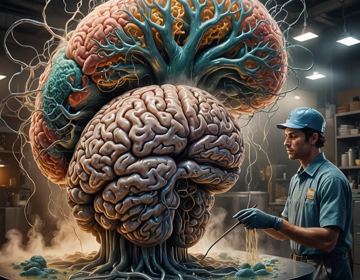 Surrealist Janitor Cleans a Gigantic Brain