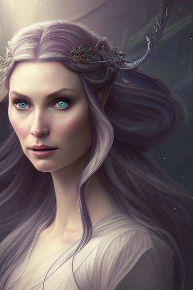 Galadriel: Dark Elf Queen Portrait in Art Nouveau Style