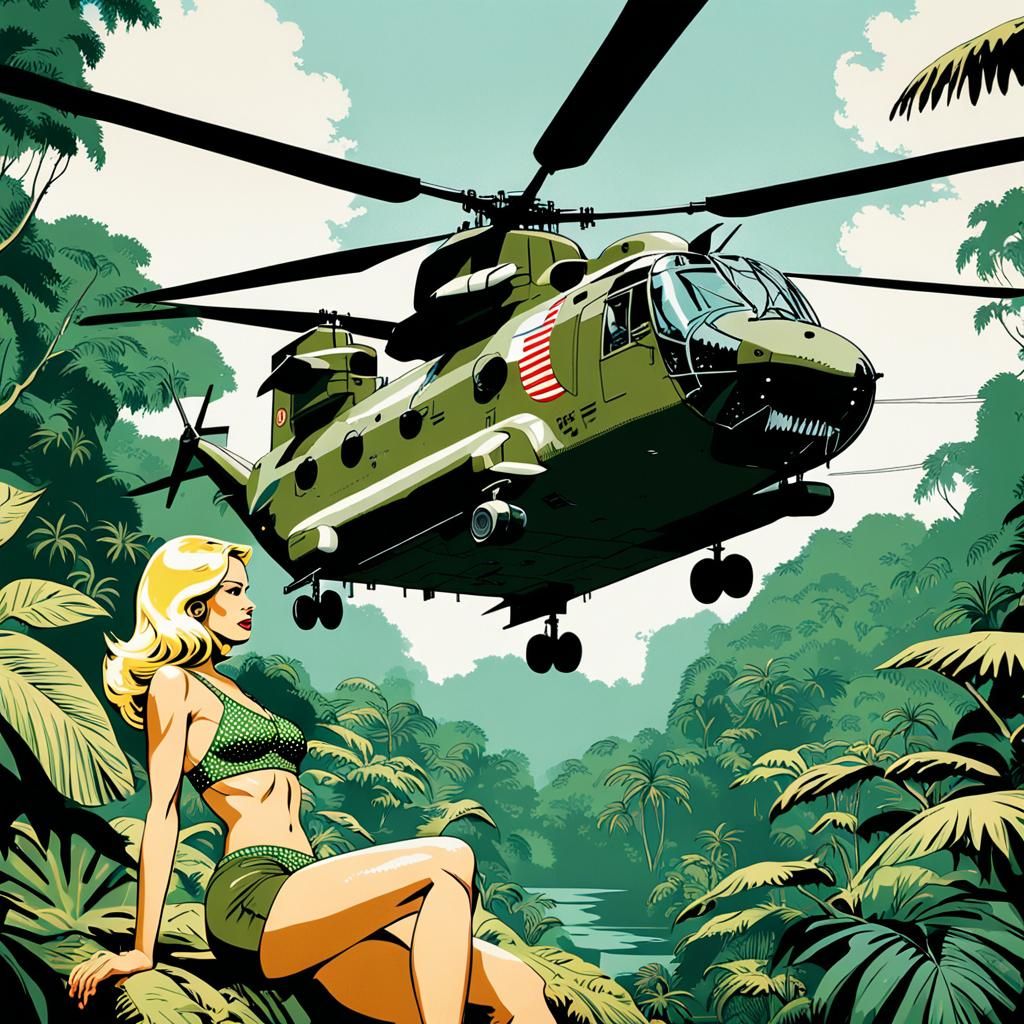 Chinook in Vietnam Jungle: a Pop Art Vision