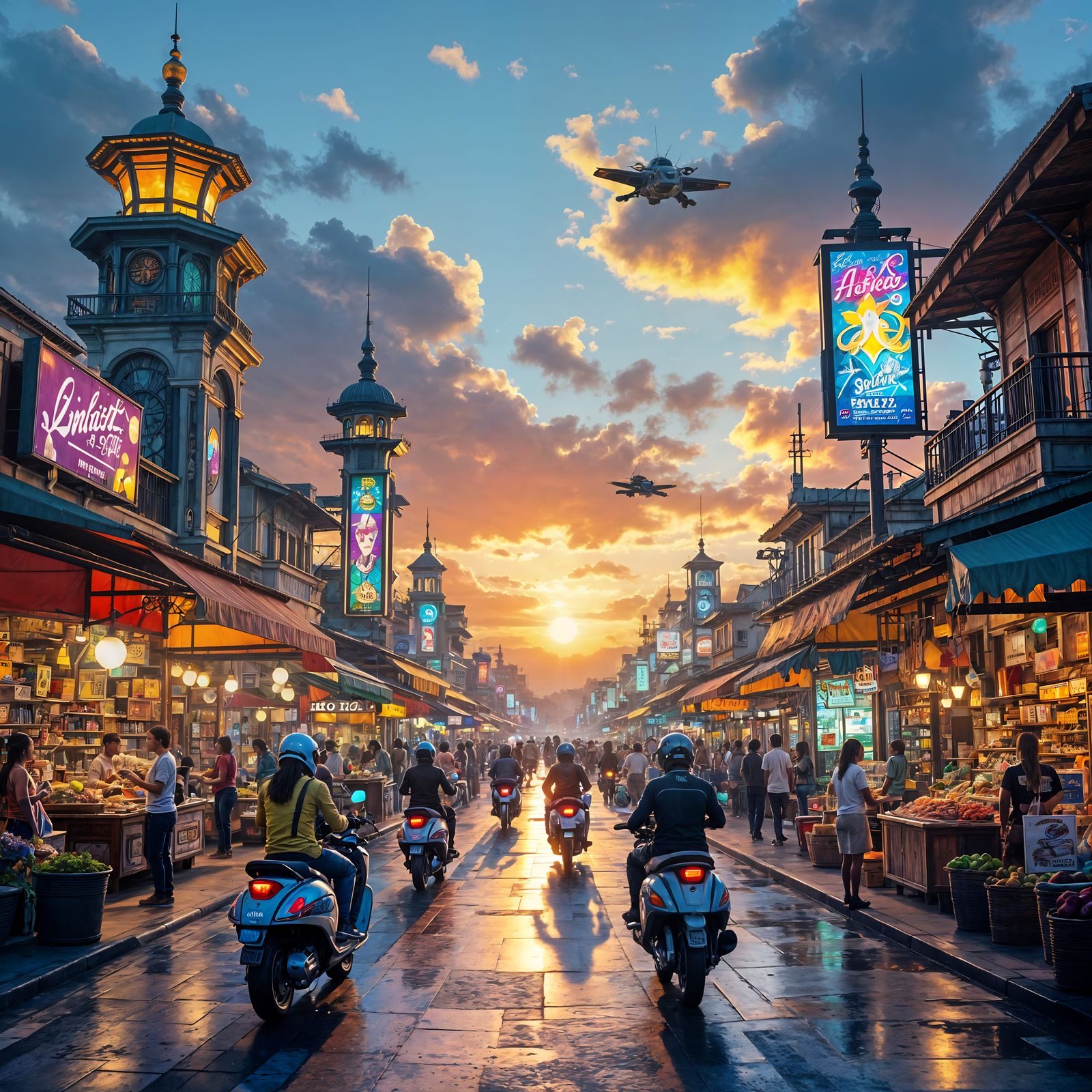 Futuristic Kingston Marketplace: Digital Matte Painting