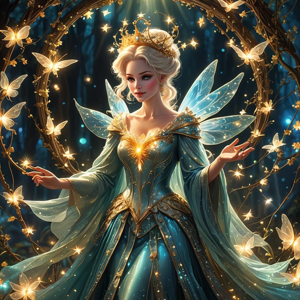 Radiant Fairy Godmother in Bioluminescent Splendor