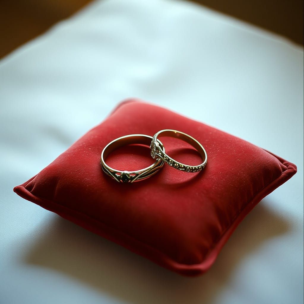 Elegant Wedding Bands in Cinematic Film Still