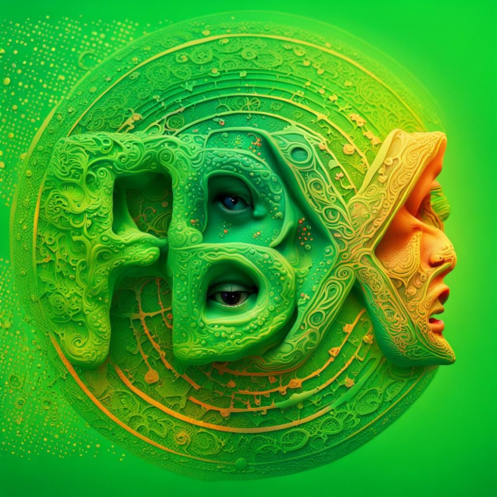 Hyperrealistic Portrait with Green Background as Oil Paintin...