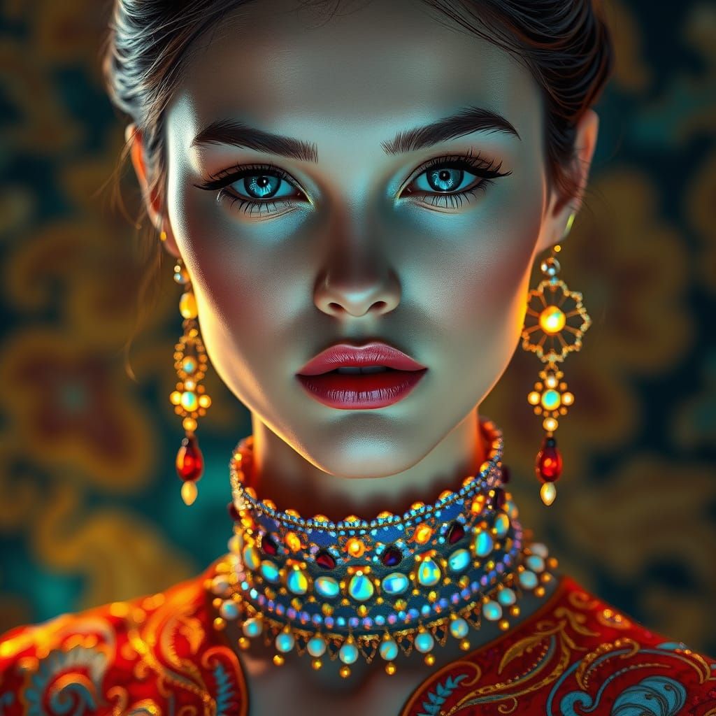 Radiant Beauty in Vibrant, High-Tech Splendor