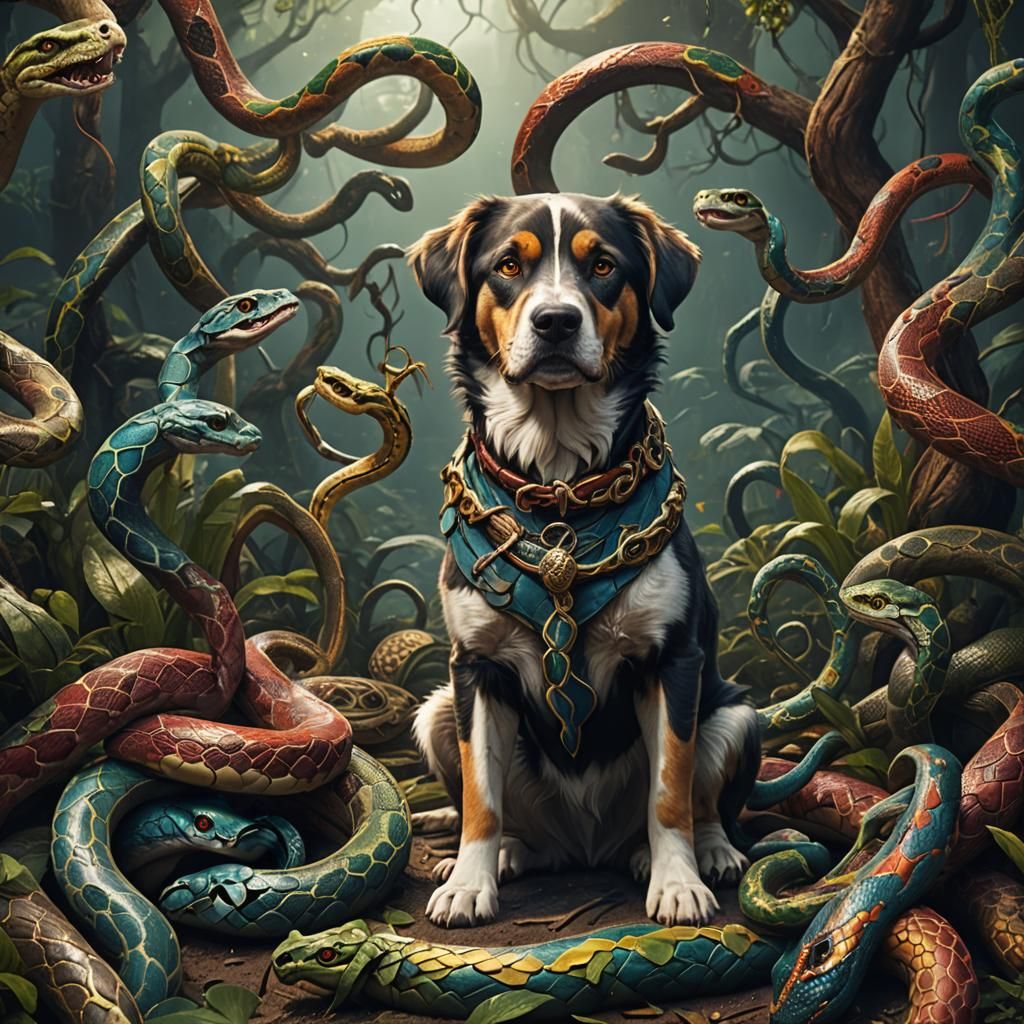 Fantastical Dog-Snake Hybrid Concept Art
