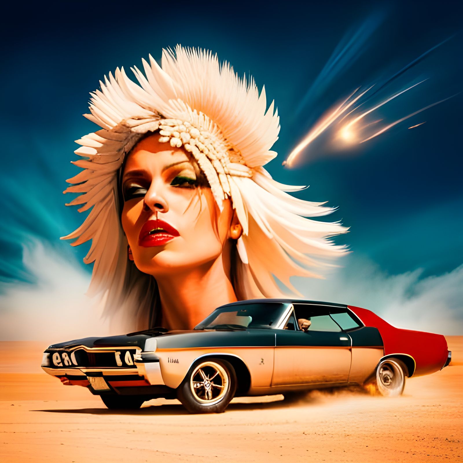 Goddess in Post-Apocalyptic Desert Movie Scene