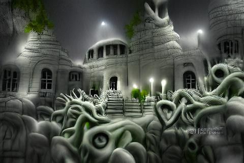 Eerie Haunted Temple in Shadow