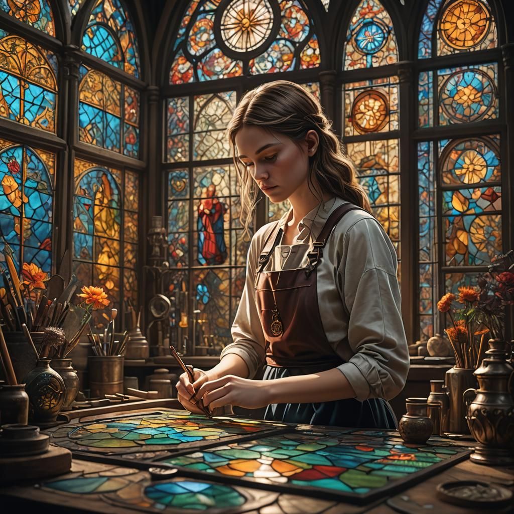 Young Girl Creates Stained Glass Art