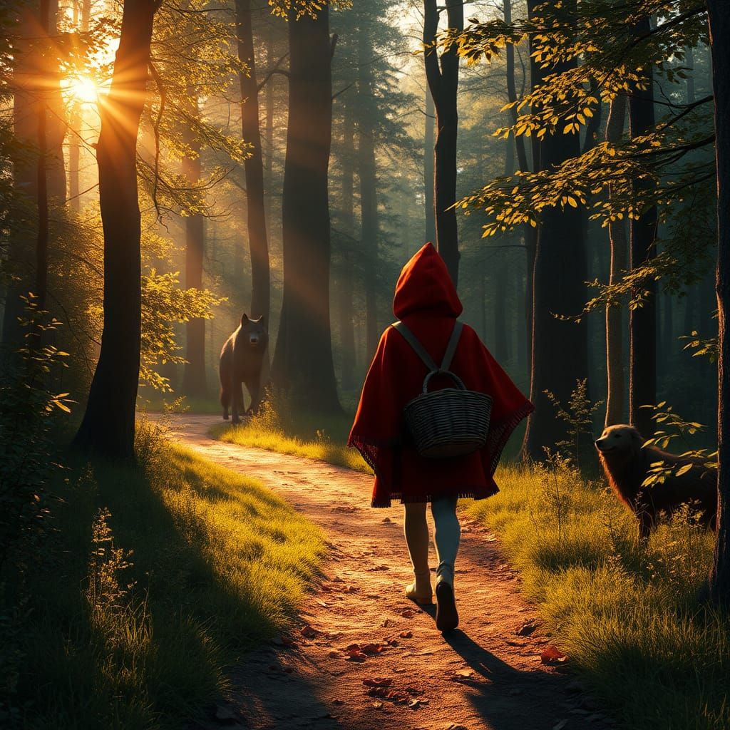Little Red Riding Hood in a Dark Forest