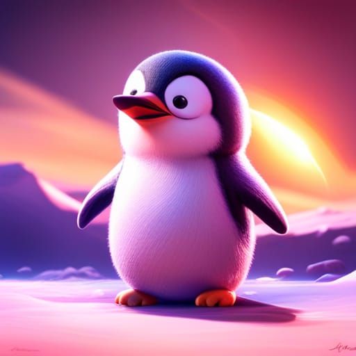 Adorable Baby Penguin: 3D Digital Art