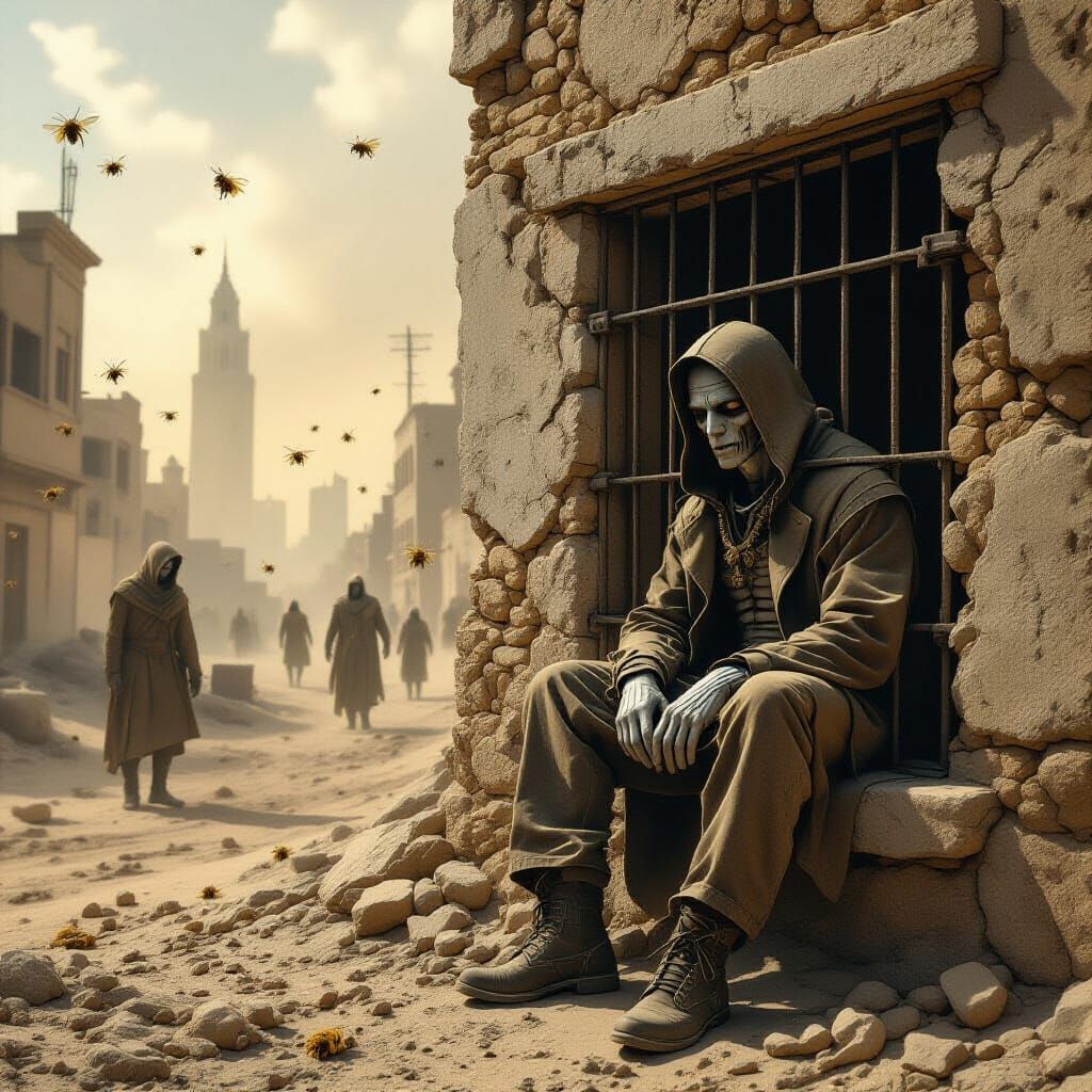 Post-Apocalyptic City with Vampire Hybrids and Last Human