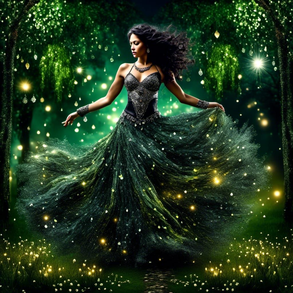 Irish Gypsy Dancer in Moonlit Meadow Collage