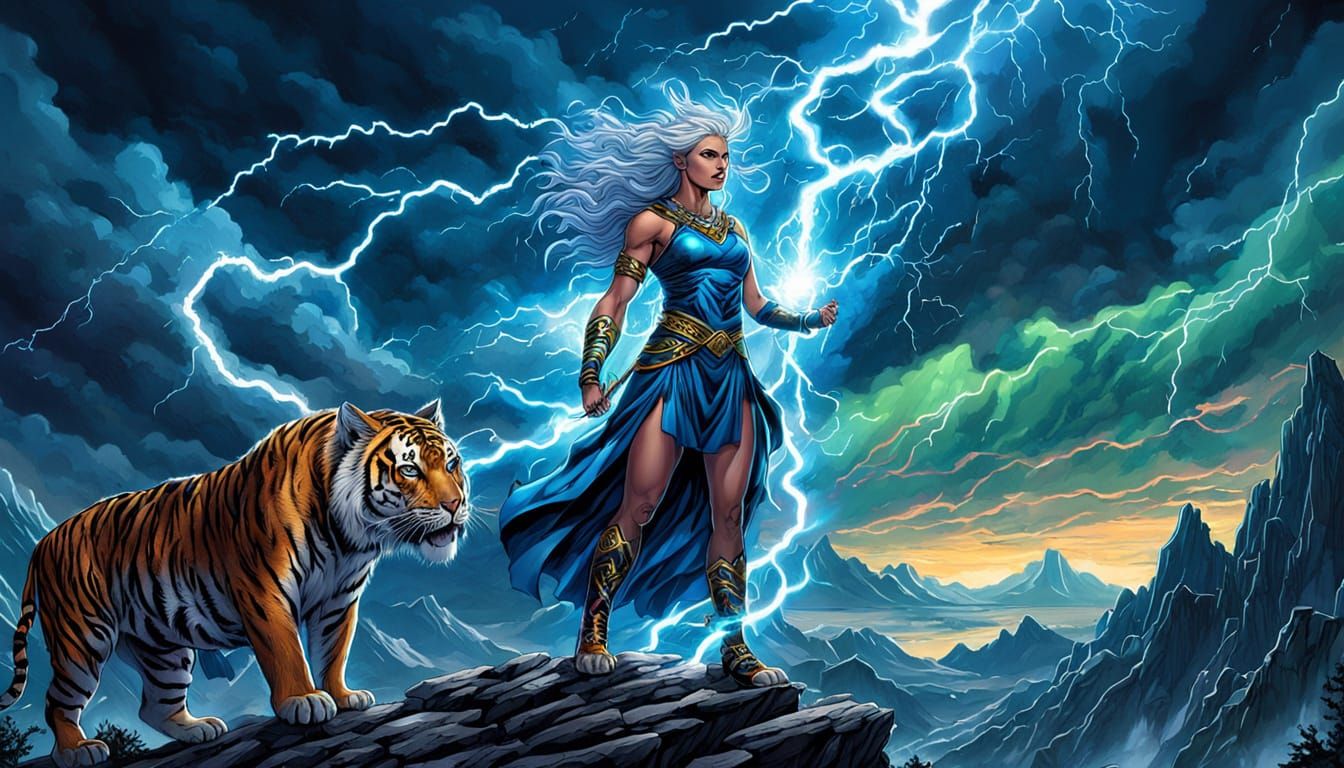 Goddess of Lightning Summons Storm: Comic Book Art