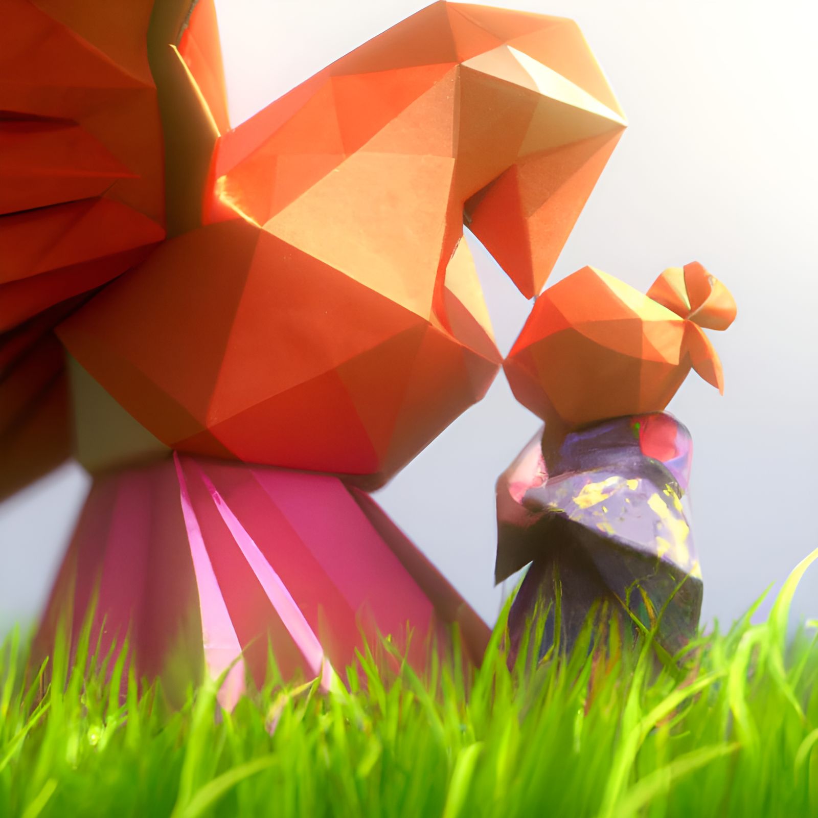 Origami Mother and Baby on Sunny Day