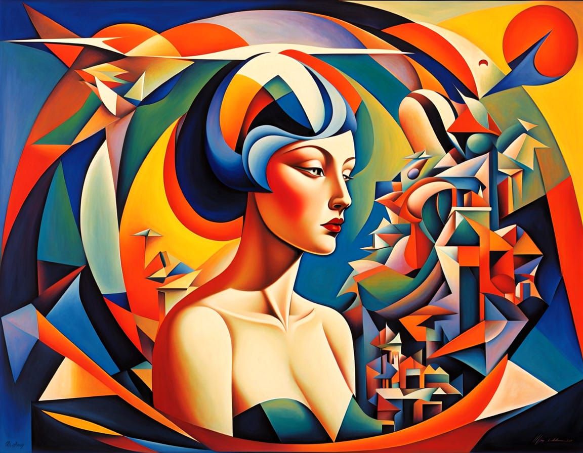 Cyberpunk Goddess in Whimsical Garden